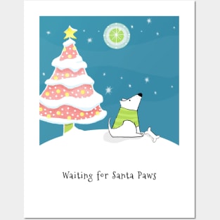 Dog Waiting With Treat for Santa Paws Posters and Art